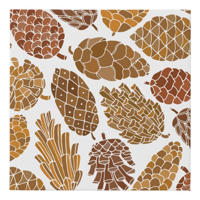 Pine cones seamless pattern faux canvas print (Front)