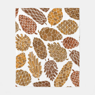 Pine cones seamless pattern fleece blanket