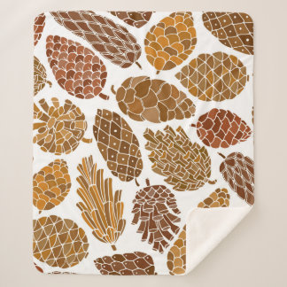 Pine cones seamless pattern sherpa blanket