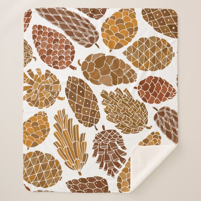 Pine cones seamless pattern sherpa blanket (Front)