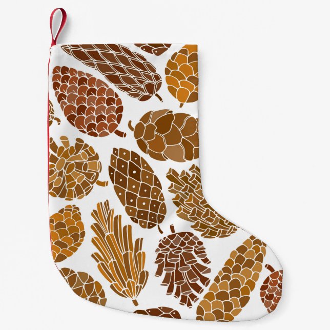 Pine cones seamless pattern small christmas stocking (Front)