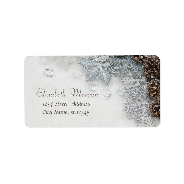 Pine Cones,Snowflakes Christmas Label (Front)