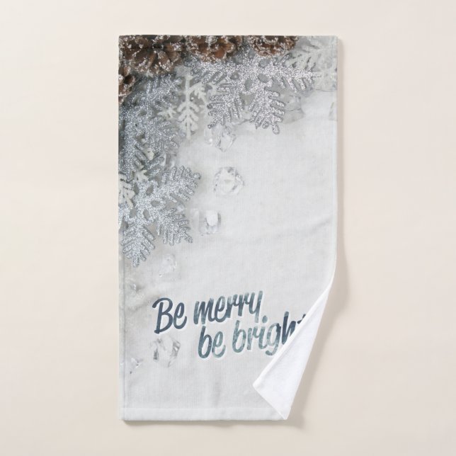 Pine Cones,Snowflakes Holiday  Bath Towel Set (Hand Towel)