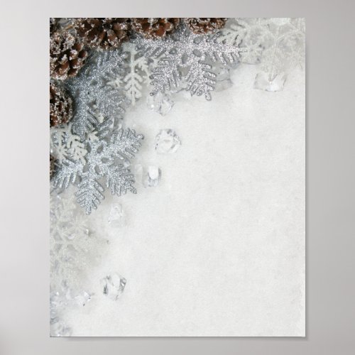 Pine Cones Snowflakes Poster