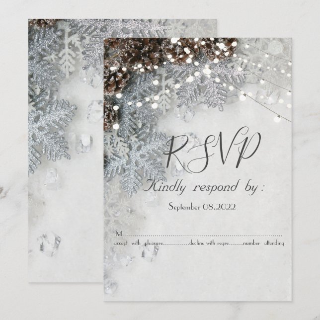 Pine Cones, Snowflakes RSVP Invitation (Front/Back)