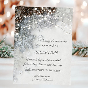 Pine Cones, Snowflakes Wedding Reception Invitation