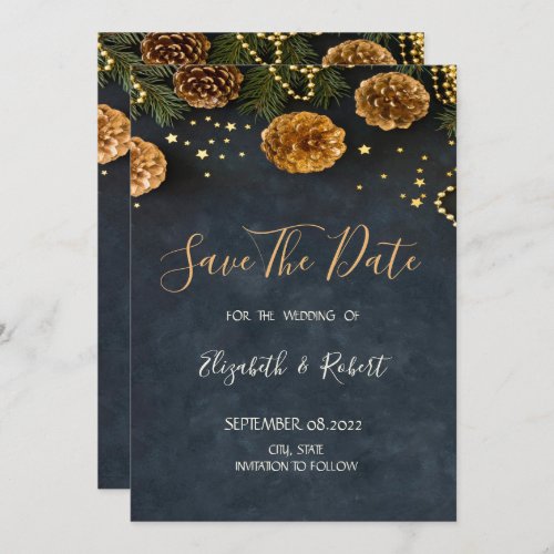 Pine Cones Stars Save The Date