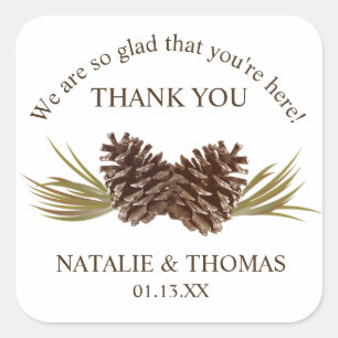 Pine Cones Thank You Gift Sticker