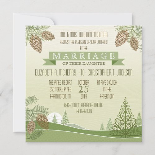 Pine Cones Wedding Invitation