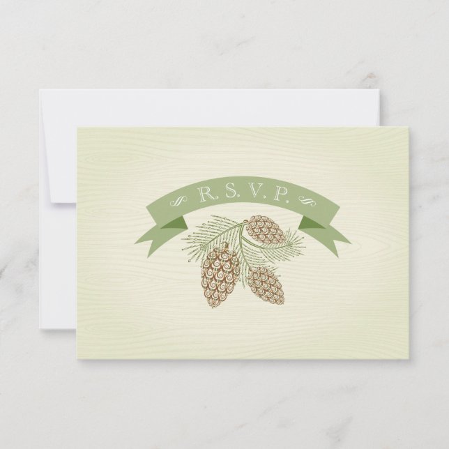 Pine Cones Wedding R.S.V.P. RSVP Card (Front)