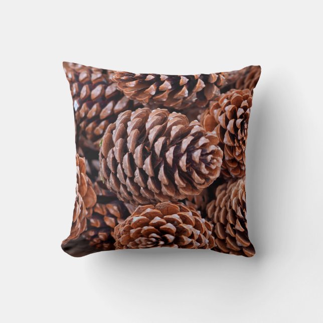 Pine cones winter chocolate holiday throw pillow (Front)