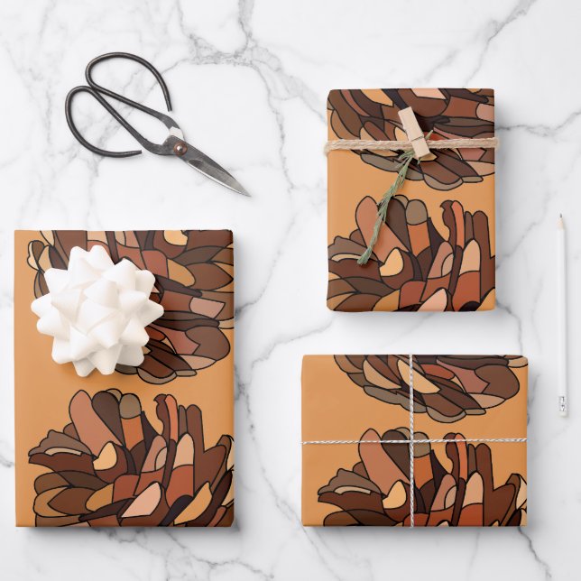 Pine Cones Winter Nature Rustic Wrapping Paper Sheets (Front)
