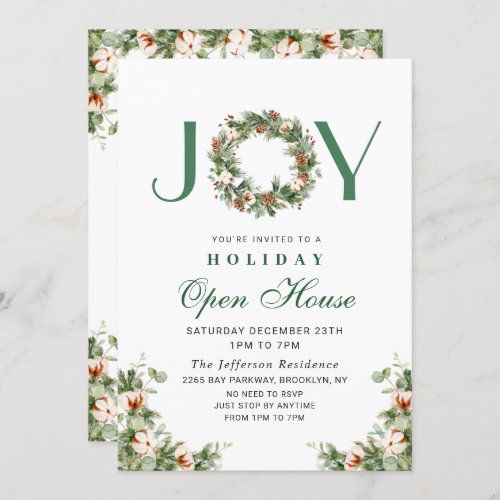 Pine Cones Wreath CHRISTMAS Holiday Open House Invitation