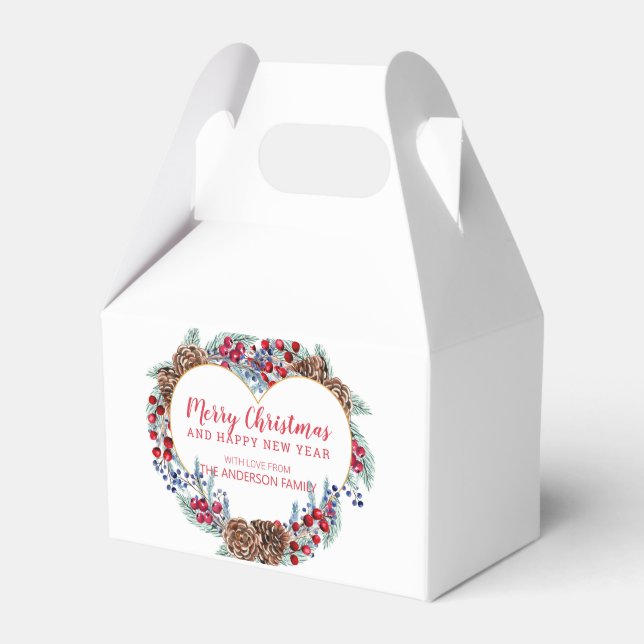 Pine Cones Wreath  Favor Boxes (Front Side)