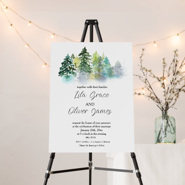 Pine Crest Wedding Invitation  Foam Board (In Situ (Stand))