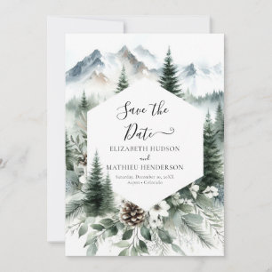 Pine Editable Mountain Wedding Save The Date