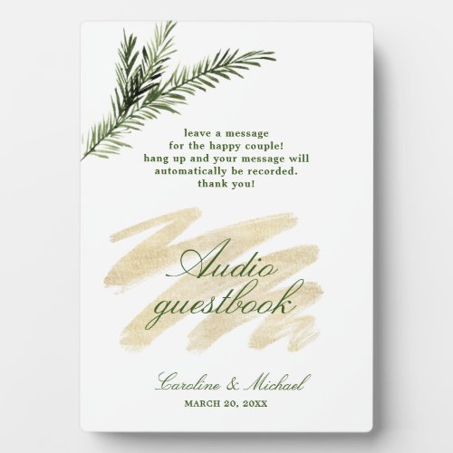 Pine Emerald and Gold Audio Guestbook Plaque