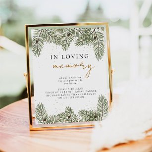 Pine Festive Wedding In Loving Memory sign