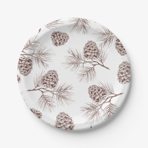 Pine fir christmas tree cedar spruce cones paper plates