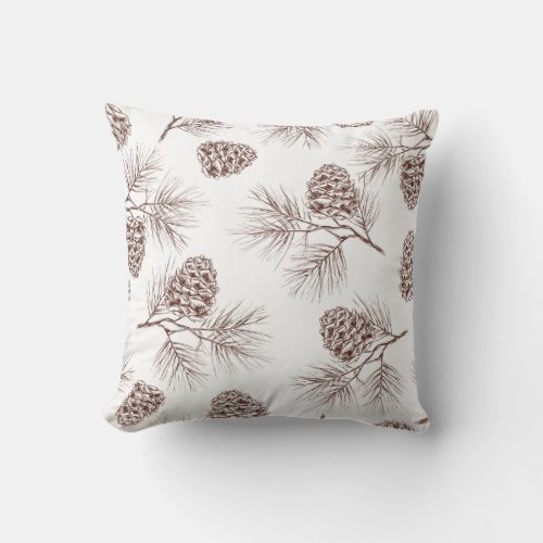 Pine fir christmas tree cedar spruce cones throw pillow