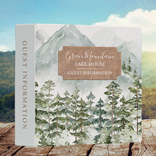 Pine Forest and Mountain Cabin Guest Information 3 Ring Binder