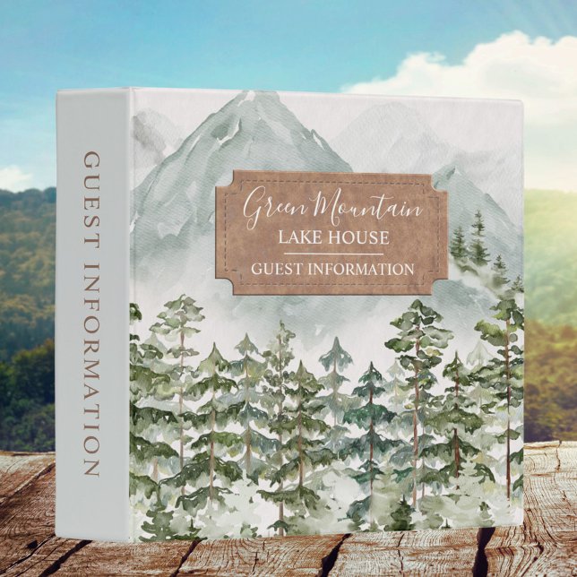 Pine Forest and Mountain Cabin Guest Information 3 Ring Binder (In situ)