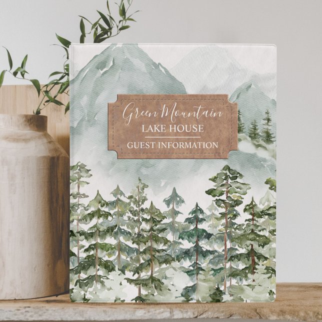 Pine Forest and Mountain Cabin Guest Information Mini Binder (In situ)