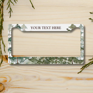 Pine Forest and mountain Rustic Custom Text License Plate Frame