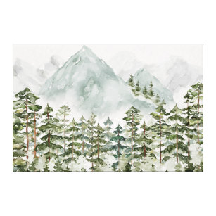 Pine Forest and Mountains Canvas Print