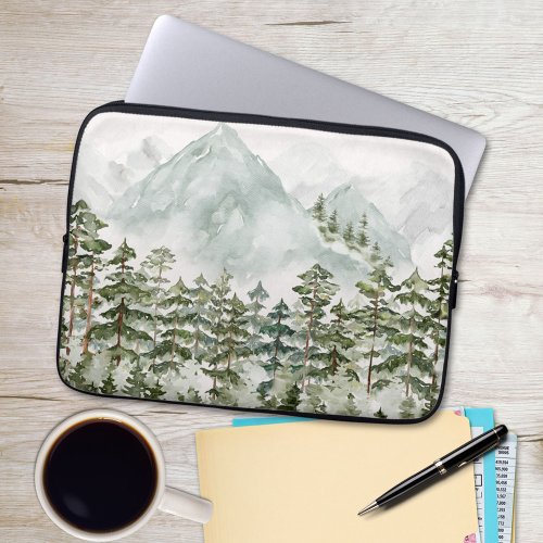 Pine Forest and Mountains Laptop Sleeve