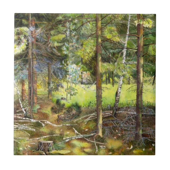 Pine forest ceramic tile (Front)