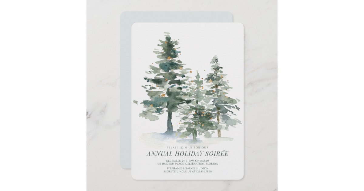 Pine Forest Christmas Holiday Party Invitation | Zazzle