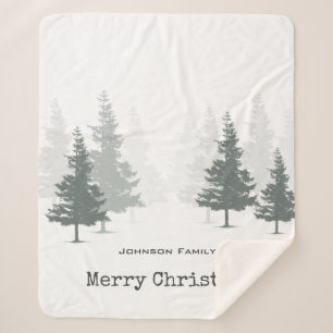 Pine Forest Christmas holiday Sherpa Blanket