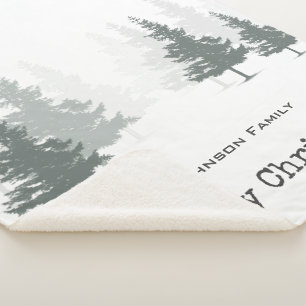 Pine Forest Christmas holiday Sherpa Blanket