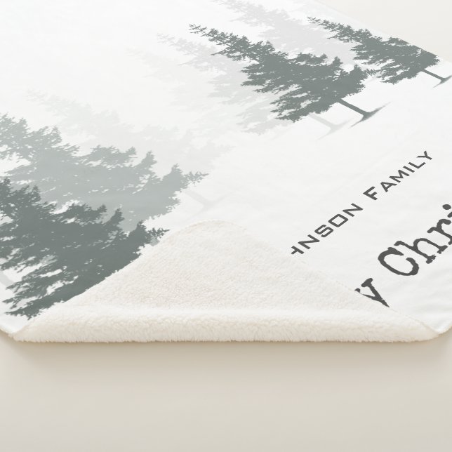 Pine Forest Christmas holiday Sherpa Blanket (3/4)