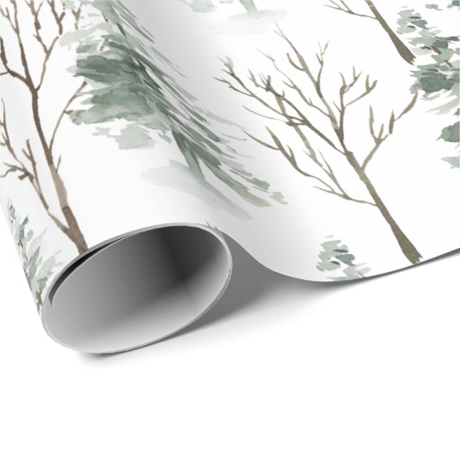 Pine Forest Christmas Holiday Wrapping Paper (Roll Corner)