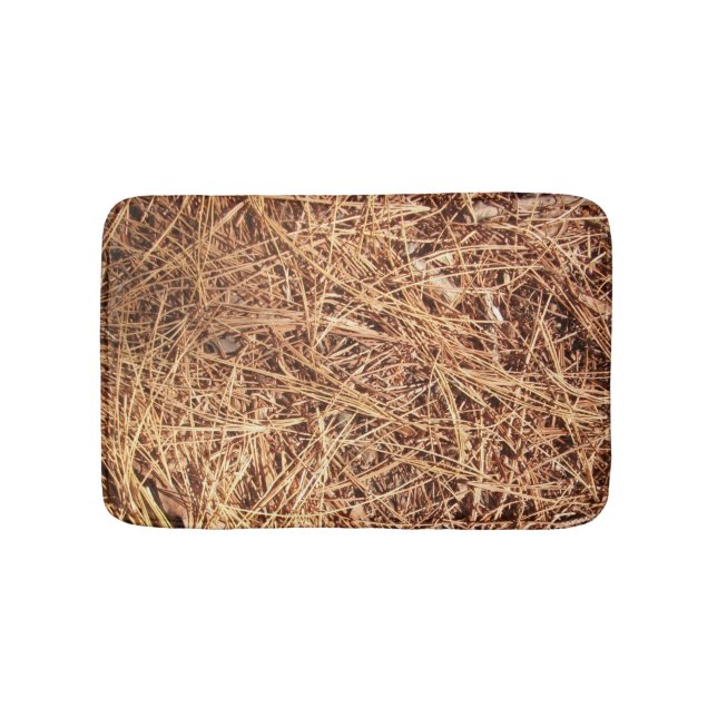 Pine Forest Floor, Pine Needles Bathroom Mat (Front)