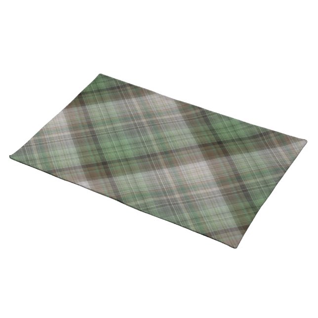 Pine Forest Green and Brown Plaid Cloth Placemat (On Table)