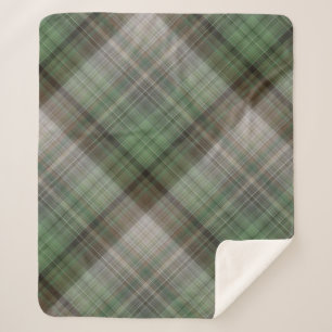 Pine Forest Green and Brown Plaid Sherpa Blanket
