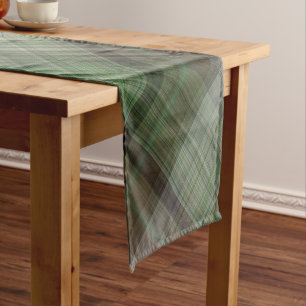 Pine Forest Green and Brown Plaid Short Table Runner