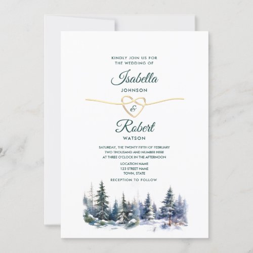 Pine Forest Green Wedding Invitation