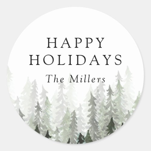 Pine Forest Holiday Classic Round Sticker