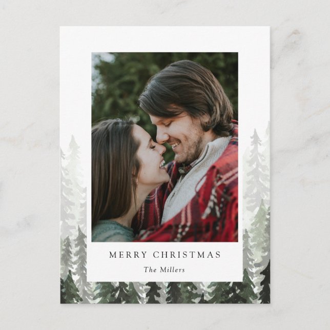 Pine Forest Holiday Photo Card (Front)