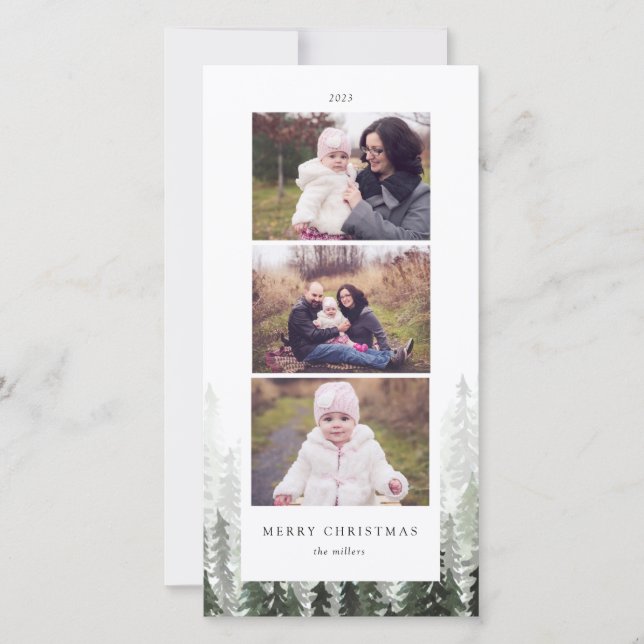 Pine Forest Holiday Photo Card (Front)