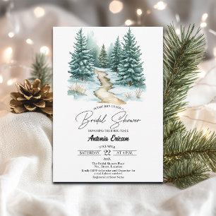 Pine Forest in Snow Elegant Bridal Shower Invitation