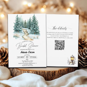 Pine Forest in Snow Elegant Bridal Shower Invitation