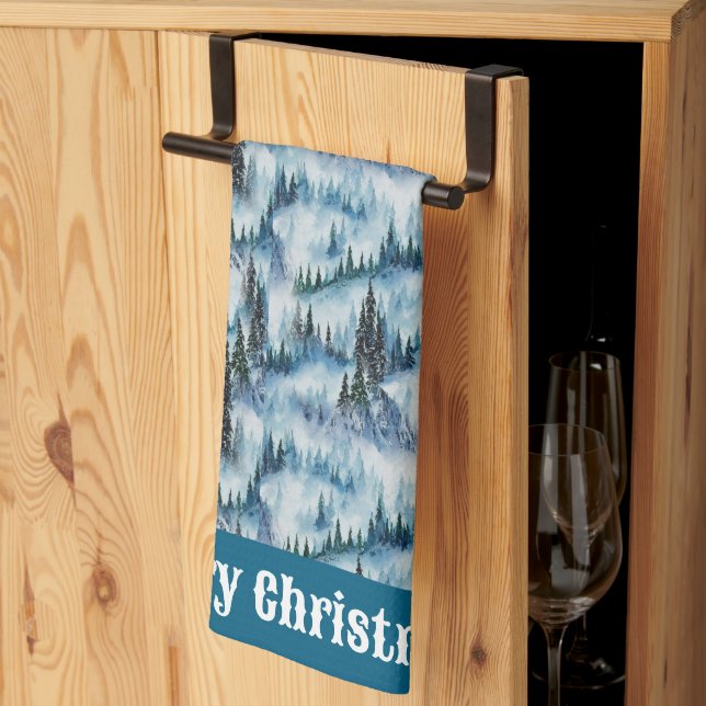 Pine Forest in Snow Kitchen Towel (Thirds Fold)