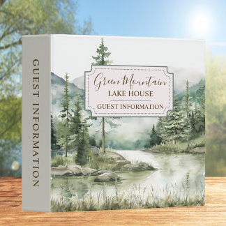 Pine Forest Lake House Cabin Guest Information 3 Ring Binder