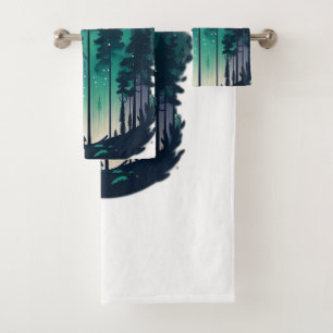 Pine Forest Landscape Bath Towel Set