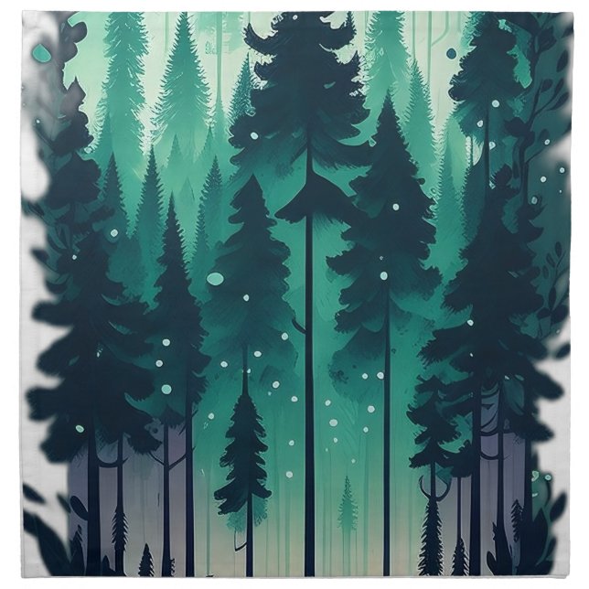 Pine Forest Landscape Cloth Napkin (Front)
